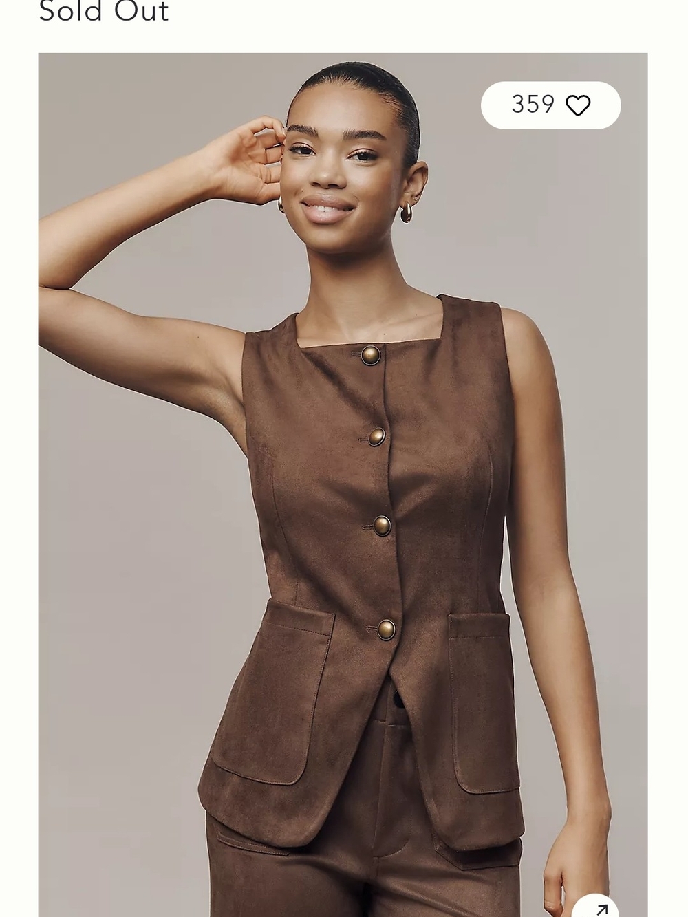 NWT Anthropologie Maeve Faux-Seude Cutaway Vest